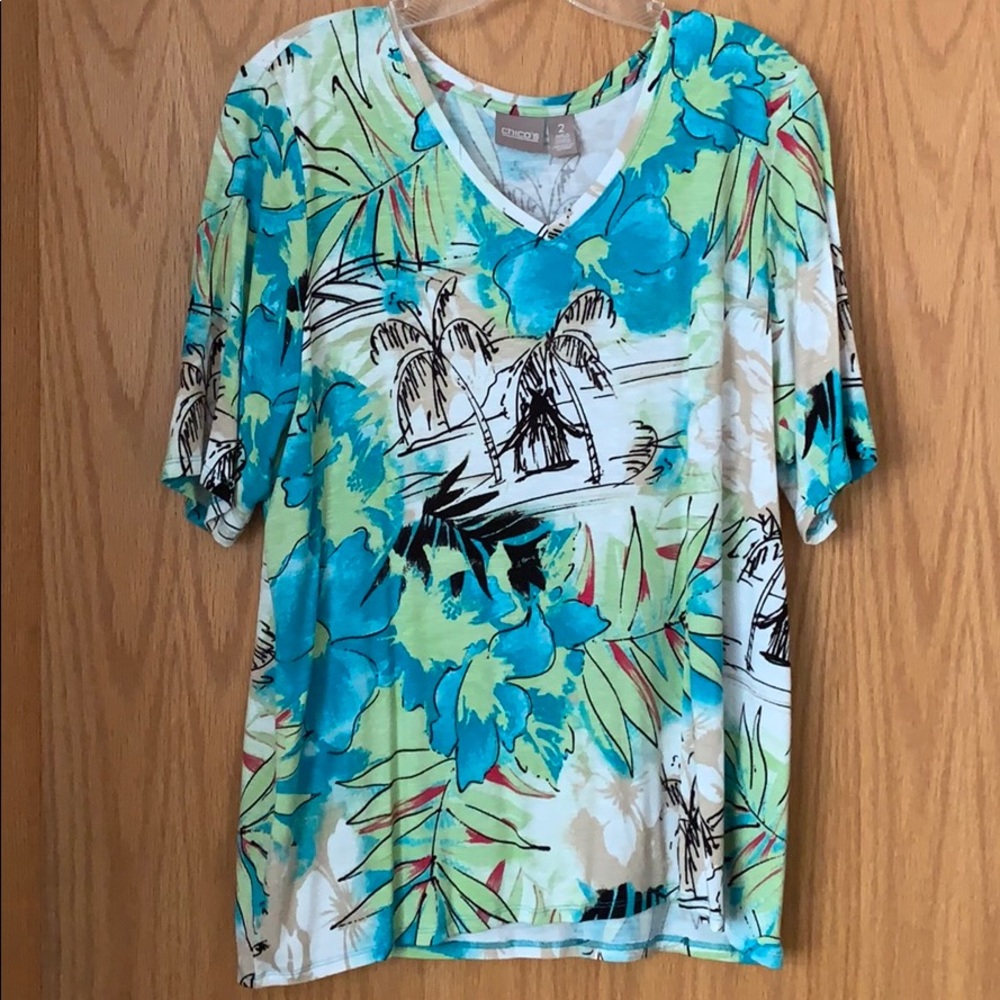 Chico’s casual multi color short sleeve top